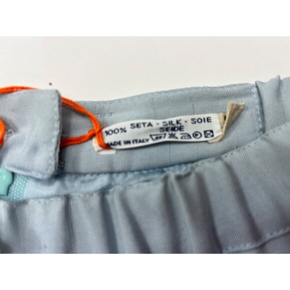 AW Medium Light Blue High-Waisted Midi Skirt With Pockets & Tie Belt 83i - Picture 4 of 9